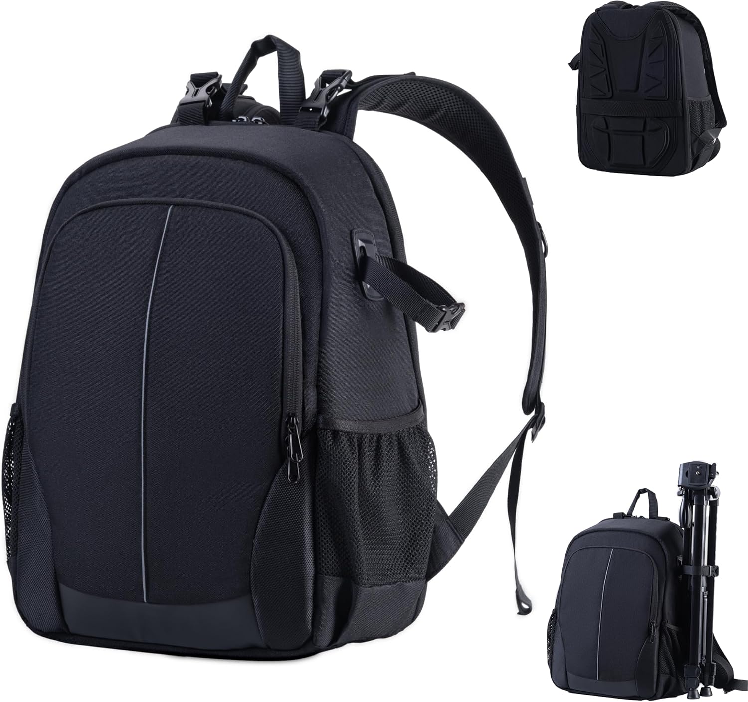 Zecti Camera Backpack Waterproof Camera Bag Travel Camera Case Photography Backpack for Men Women with 15in Laptop Compartment for Photographer DSLR SLR Cameras Lens Tripod Black