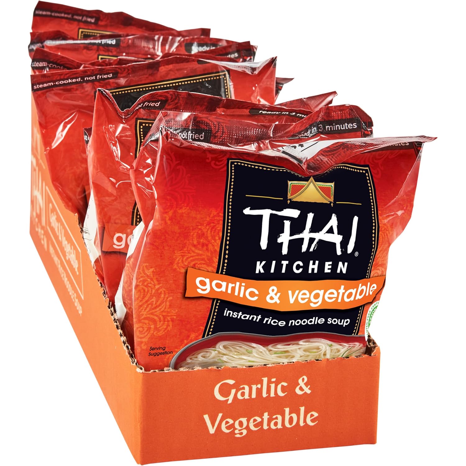 Thai Kitchen Gluten Free Garlic & Vegetable Instant Rice Noodle Soup, 1.6 oz (Pack of 12)