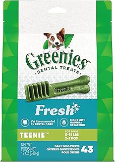 Greenies TEENIE Natural Dental Care Dog Treats Mint Fresh Flavor, 12 oz. Pack (43 Treats)