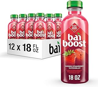 Bai Boost Watamu Strawberry Watermelon, Antioxidant Infused Beverage, 18 fl oz bottle (Pack of 12)