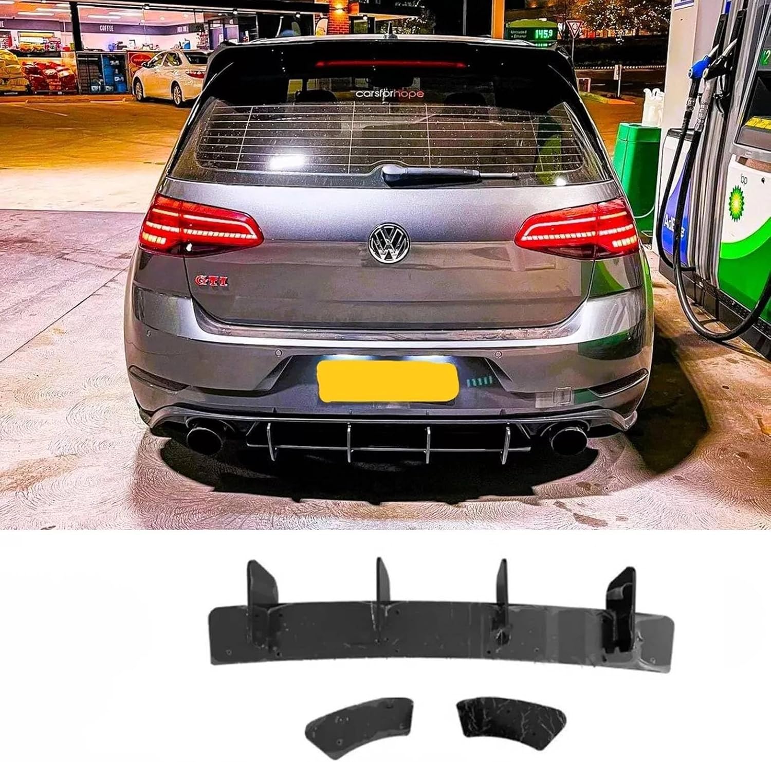 Auto Perfectionists UK Rear Blade Style Diffuser and Splitter Compatible With VW Golf GTI MK7.5 2016-2020 ABS Gloss Black