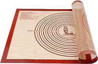 Non-slip Pastry Mat Extra Large with Measurements 28''By 20'' for Silicone Baking/ Counter Mat, Dough Rolling Mat,Oven Liner,Fondant/Pie Crust Mat By Folksy Super Kitchen Red