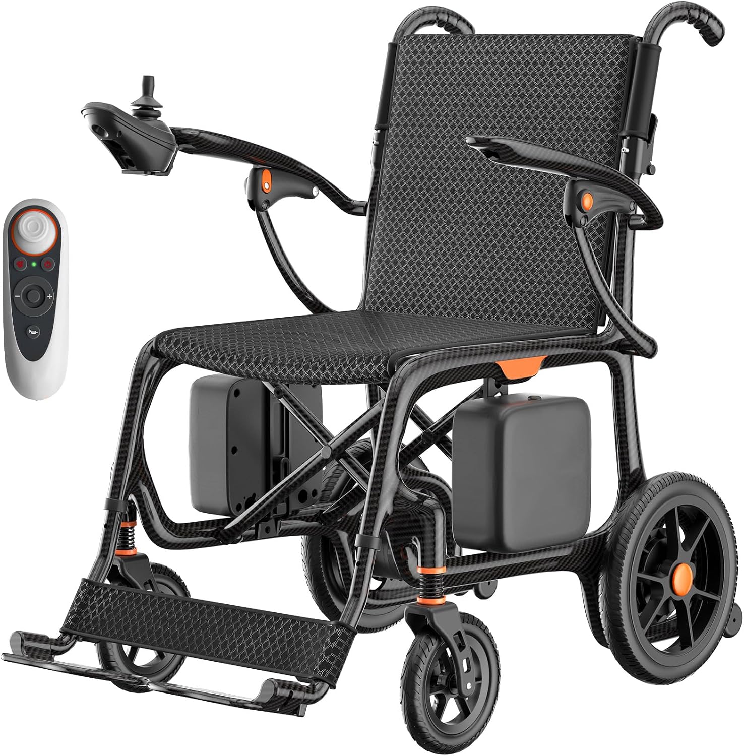 28lbs Ultralight Foldable 100% Carbon Fiber Electric Wheelchairs for Adults, FreeWink Bluetooth Control 28 Miles Long Range Power Wheelchairs with 2 Lithium Batteries for All Terrain Airline Approved