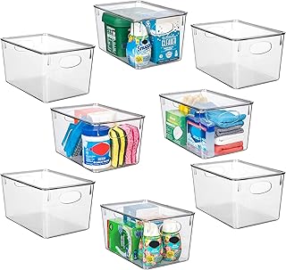 ClearSpace Plastic Storage Bins with lids – Perfect Pantry Organization and Storage – Fridge Organizer, Pantry Storage Containers and Storage Bins, Cabinet Organizers - 8 Pack
