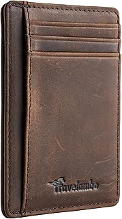 Travelambo Slim Wallet Front Pocket Minimalist Leather RFID Blocking Medium Size