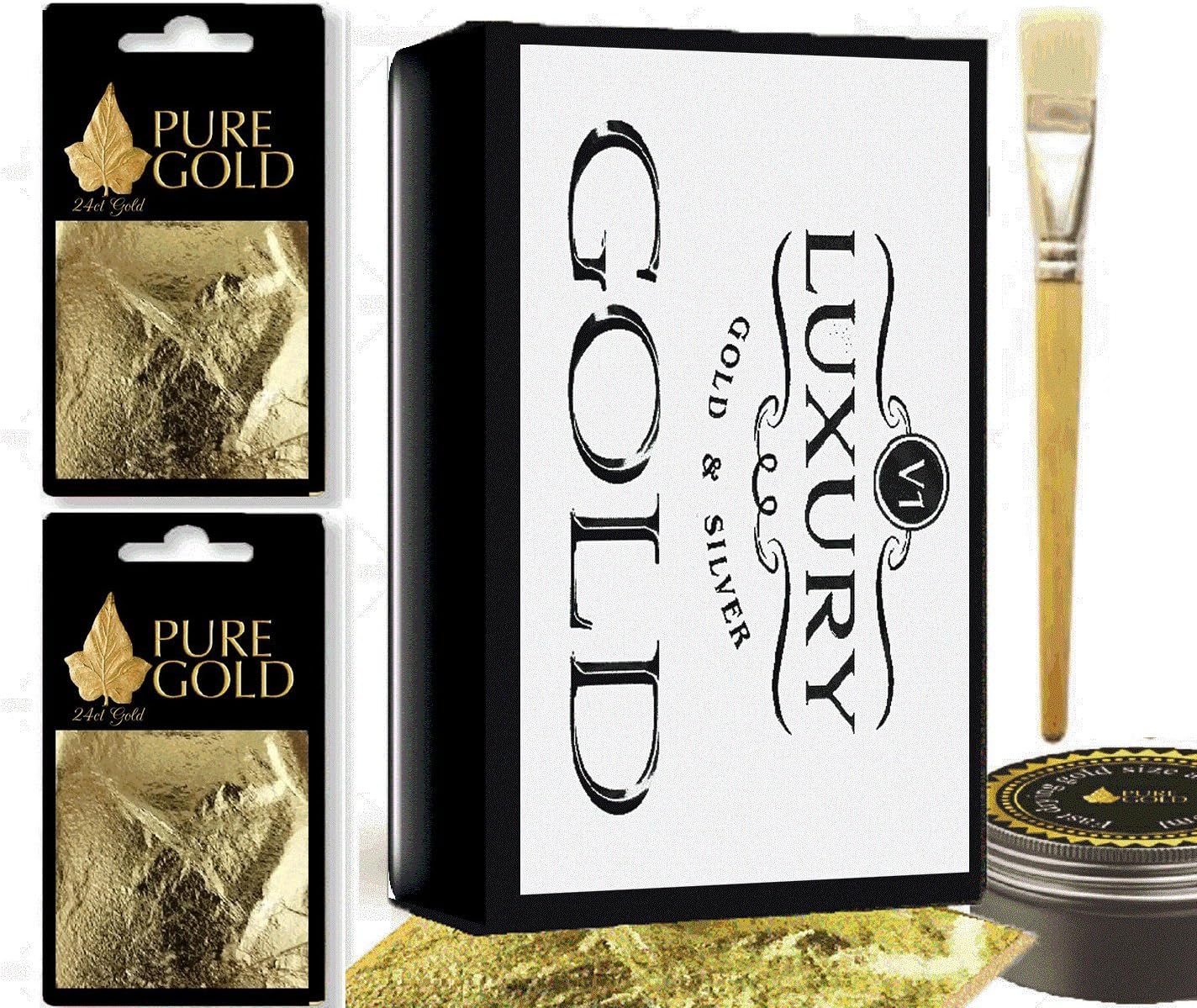 24ct Gold Leaf kit 20 sheets soft leaf brush and adhesive