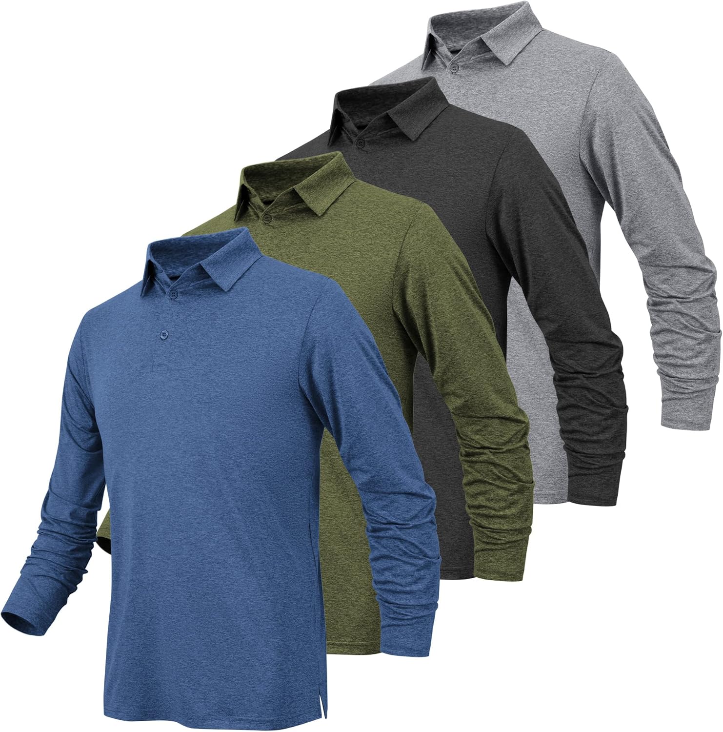 BALENNZ Long Sleeve Polo Shirts for Men Moisture Wicking Mens Long Sleeve Polo Shirts Quick Dry Golf Polos for Men