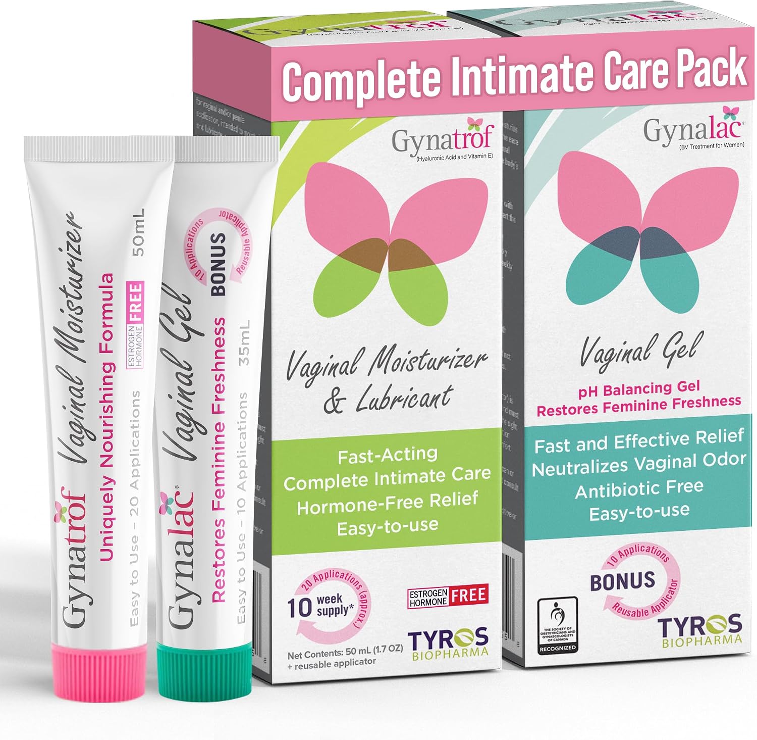 Gynatrof Hormone-Free Vaginal Moisturizer & Gynalac Dual-Action Gel Bundle – Hydrates, Soothes Menopausal Vaginal Dryness, Relieves Odor, Supports Healthy Flora, Paraben-Free