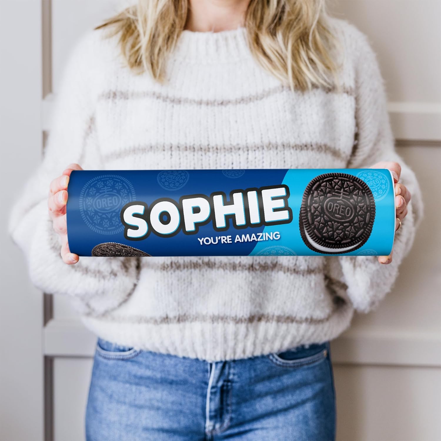 Oreo personalised XXL Gift Tube - Fathers day Gift, Mega Oreo cookies Gift with name and message, 6 packets(1000 Grams)