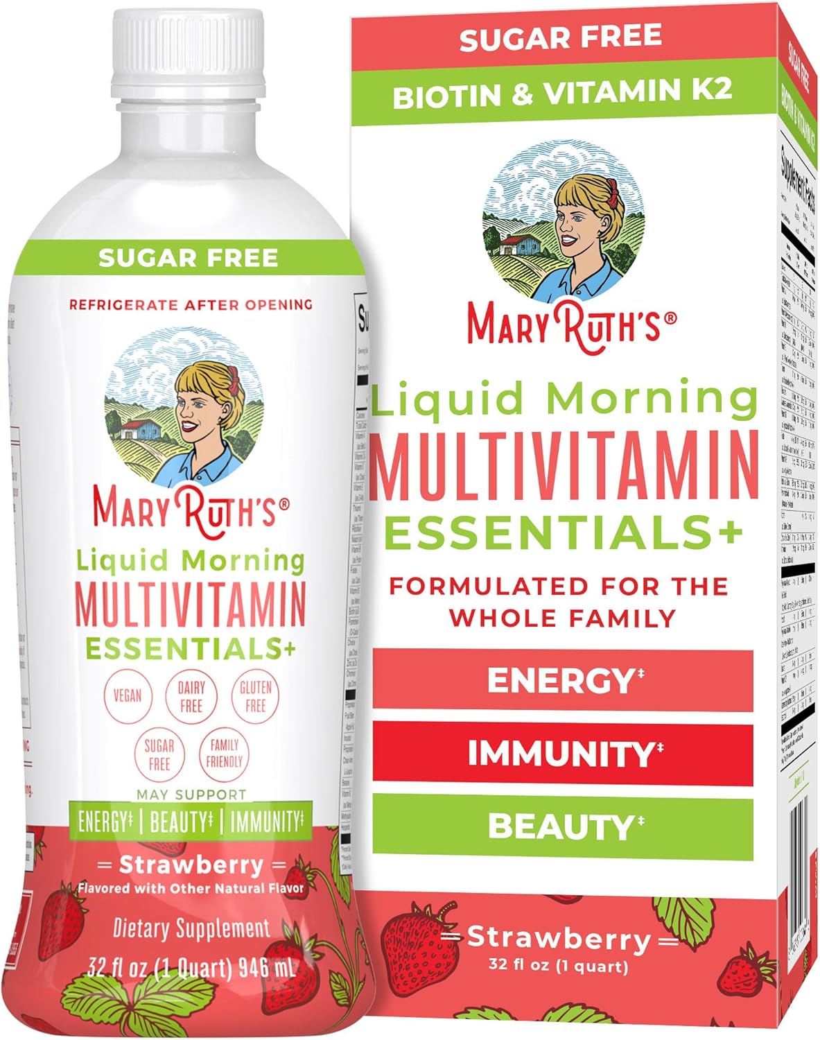 MaryRuth's Multivitamin for Women Men & Kids | Sugar Free | Vegan | Vitamin A, C, D, E, B12, Zinc | Daily vitamins for Kids, Mens, Womens Multivitamin | Energy & Beauty Booster Multimineral | 32 Fl Oz