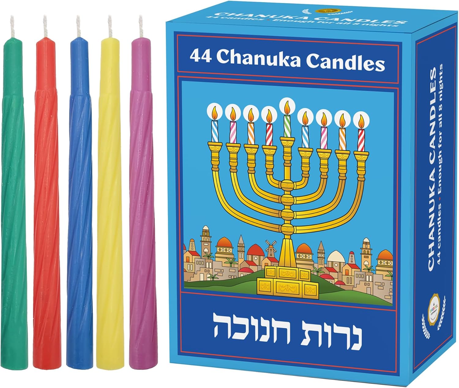 The Dreidel Company Jerusalem Hanukkah Candles Menorah Candles Single-Pack, Chanukah Candles 44 for All 8 Nights of Chanukah (Single)