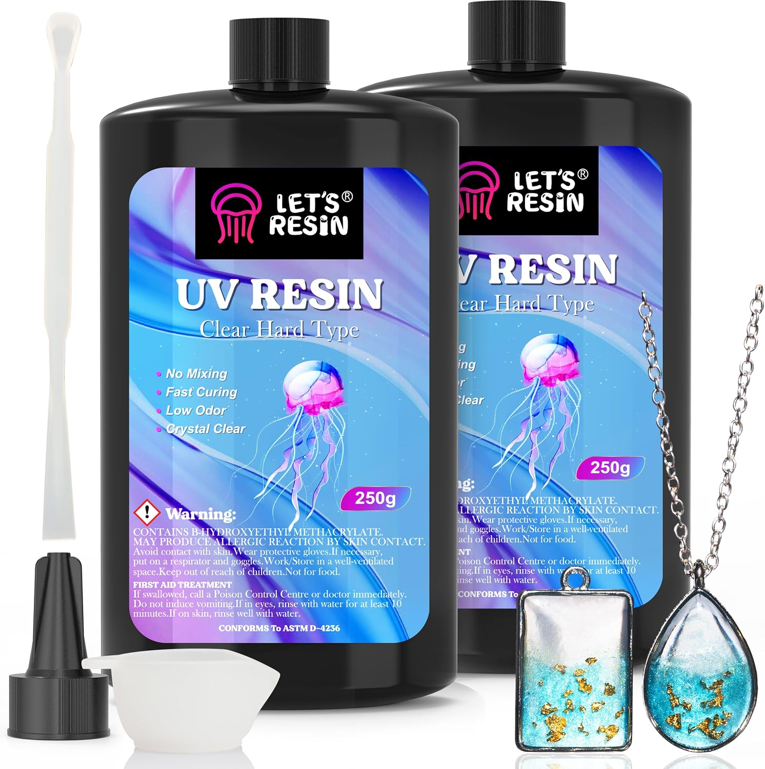 LET'S RESIN UV Resin, 500g Hard Ultraviolet Epoxy Resin for Jewelry Making