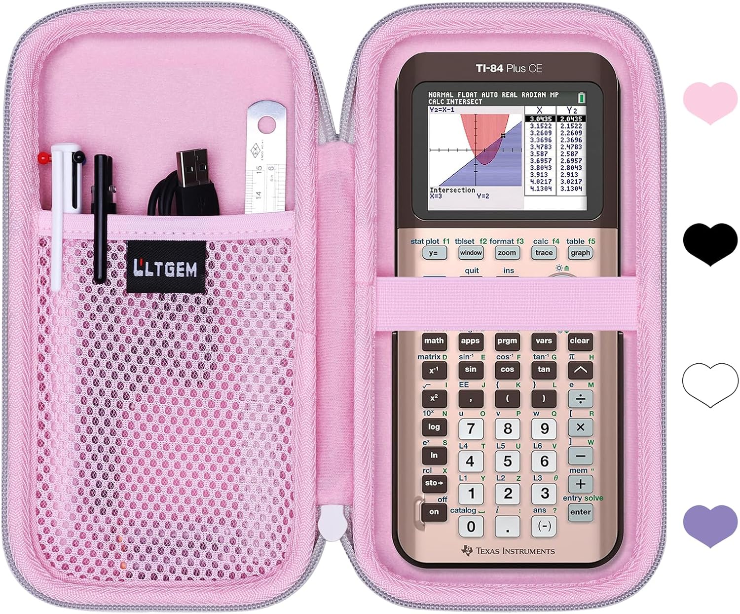 Hard Case Compatible with Texas Instruments TI-84 Plus CE/TI-84 Plus/TI-84 Evo/TI-Nspire CX II CAS/TI-Nspire CX II/TI-83 Plus/TI-85 /TI-86 /TI30xs /TI36X Pro/TI 34 Color Graphing Calculator (Pink)