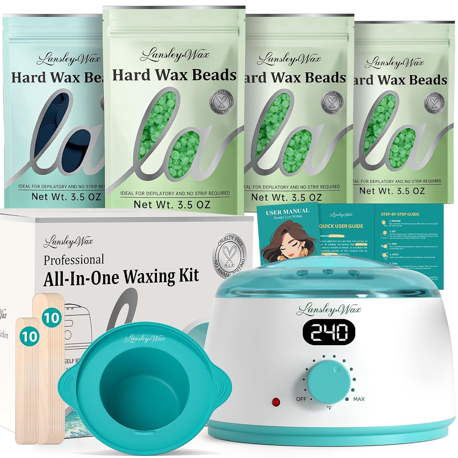 Digital Waxing Kit for Women Men, Blue Green Wax Pot Warmer