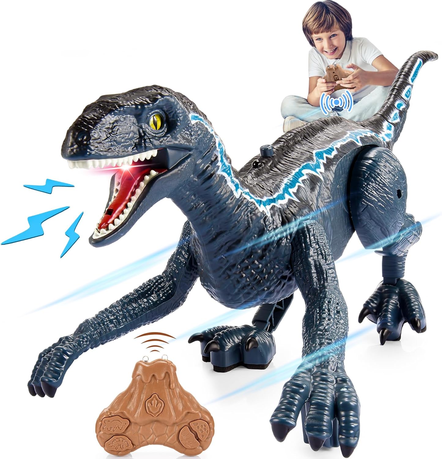 Hero Remote Control Dinosaur Toys for Boys, Kids Toys for 3-15 Year Old Boys Walking & Roaring Realistic LED& Spray 3-15 Year Old Boy Kids Gifts