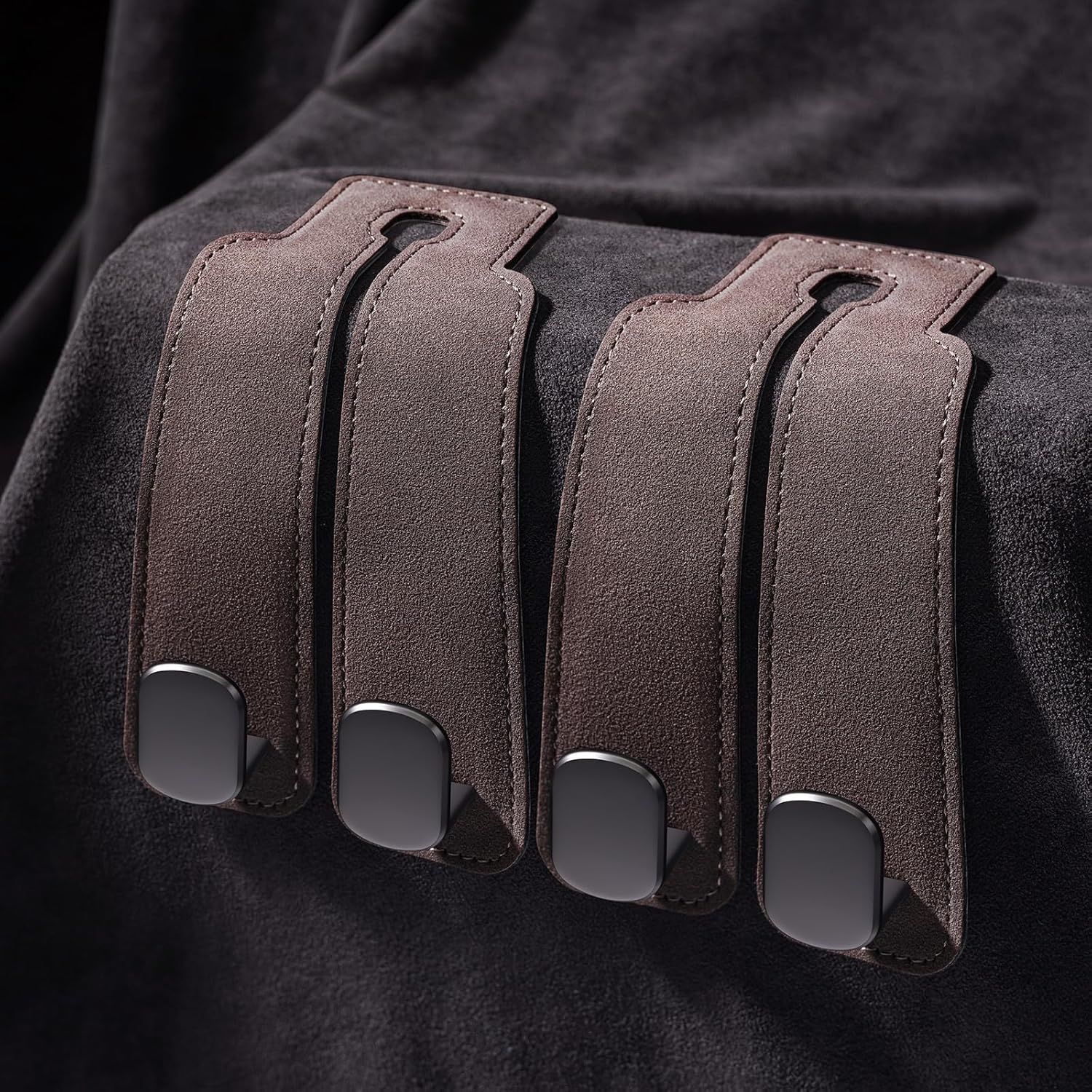 Car Seat Purse Hook - Backseat Headrest Storage Hook for Bags and Purses Brown 2 Pack