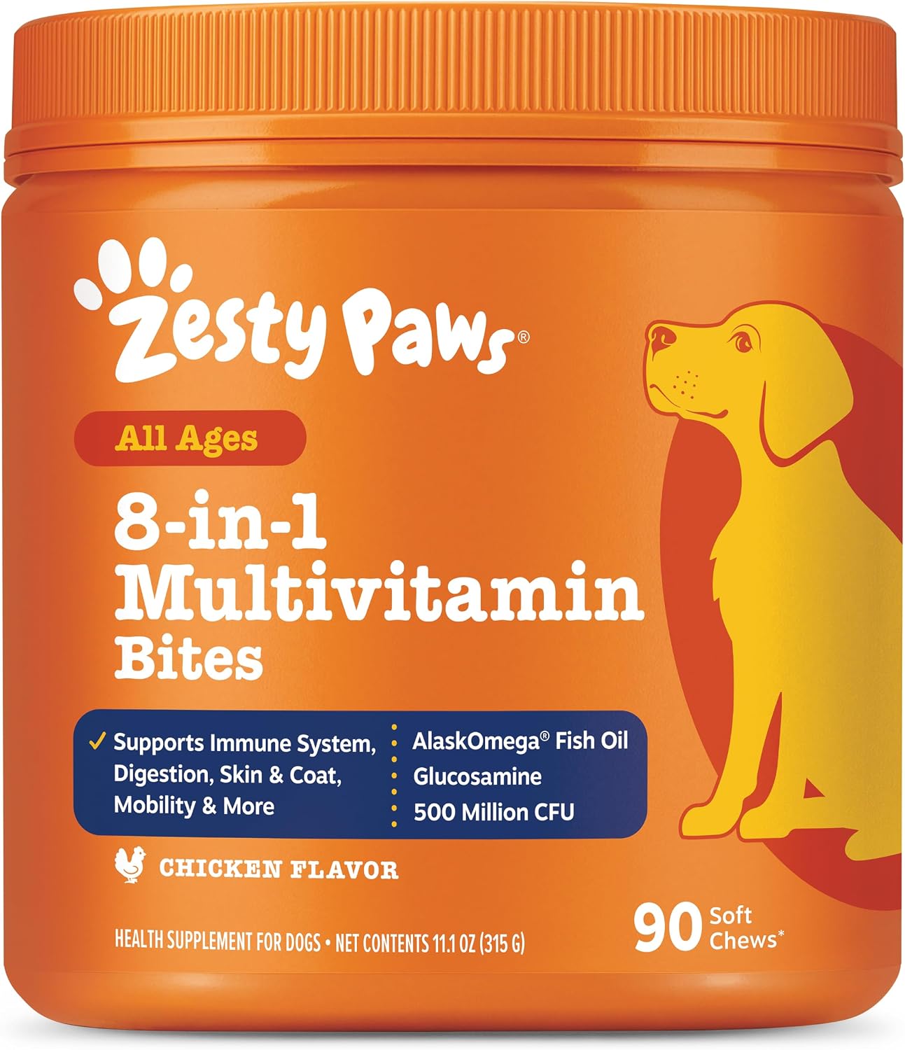 Zesty Paws Dog Vitamins - Dog Multivitamin Chews, Chicken, 90 Ct