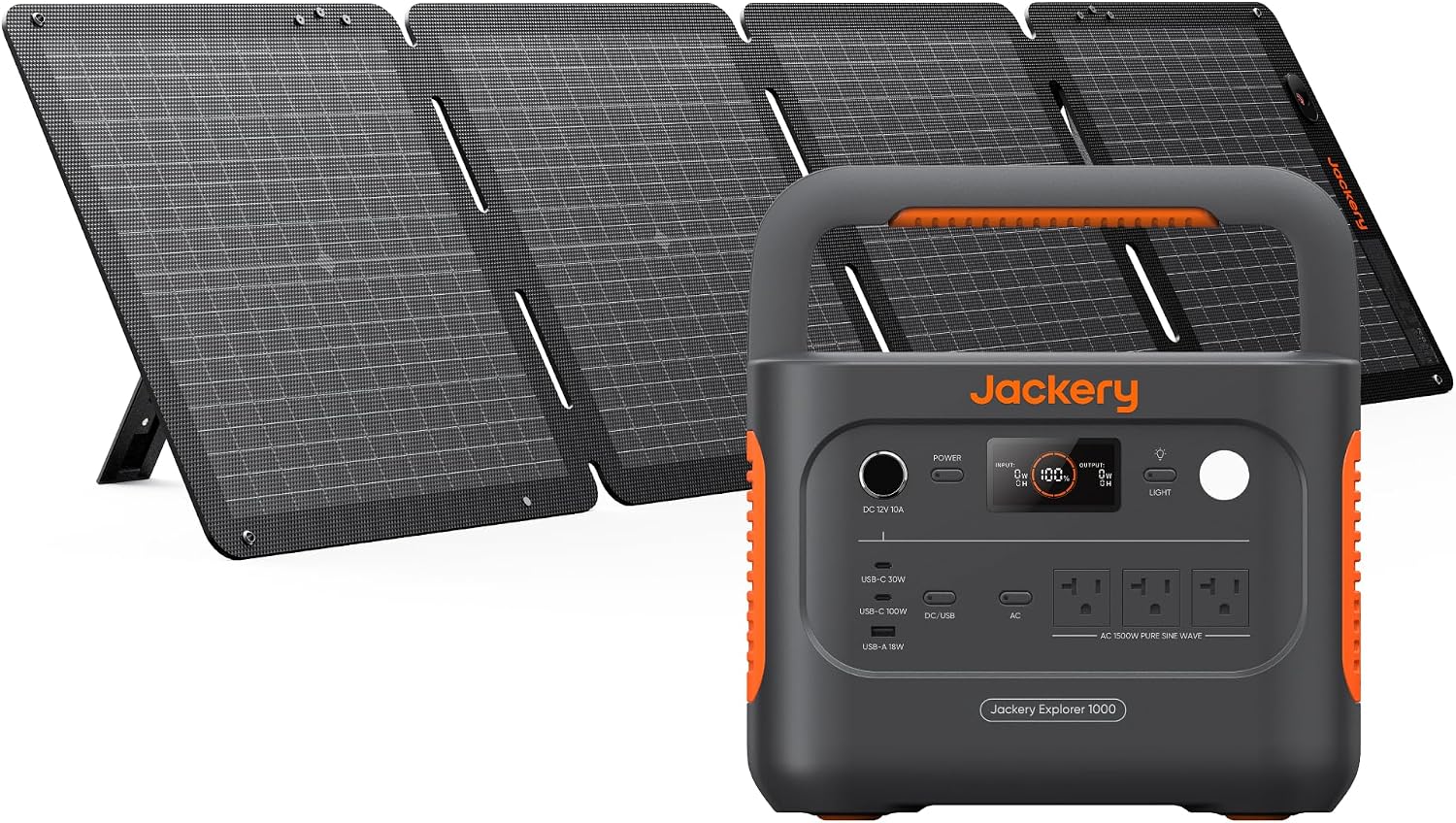Jackery Solar Generator 1000 v2 and 100W Solar Panel,1070Wh,1500W AC