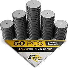 X-bet MAGNET 50 pcs, 1 Inch (25mm) - Round Disc Magnets for DIY, Craft Hobbies, Science & School Projects – Bulk lot of Tiny Ceramic Magnets