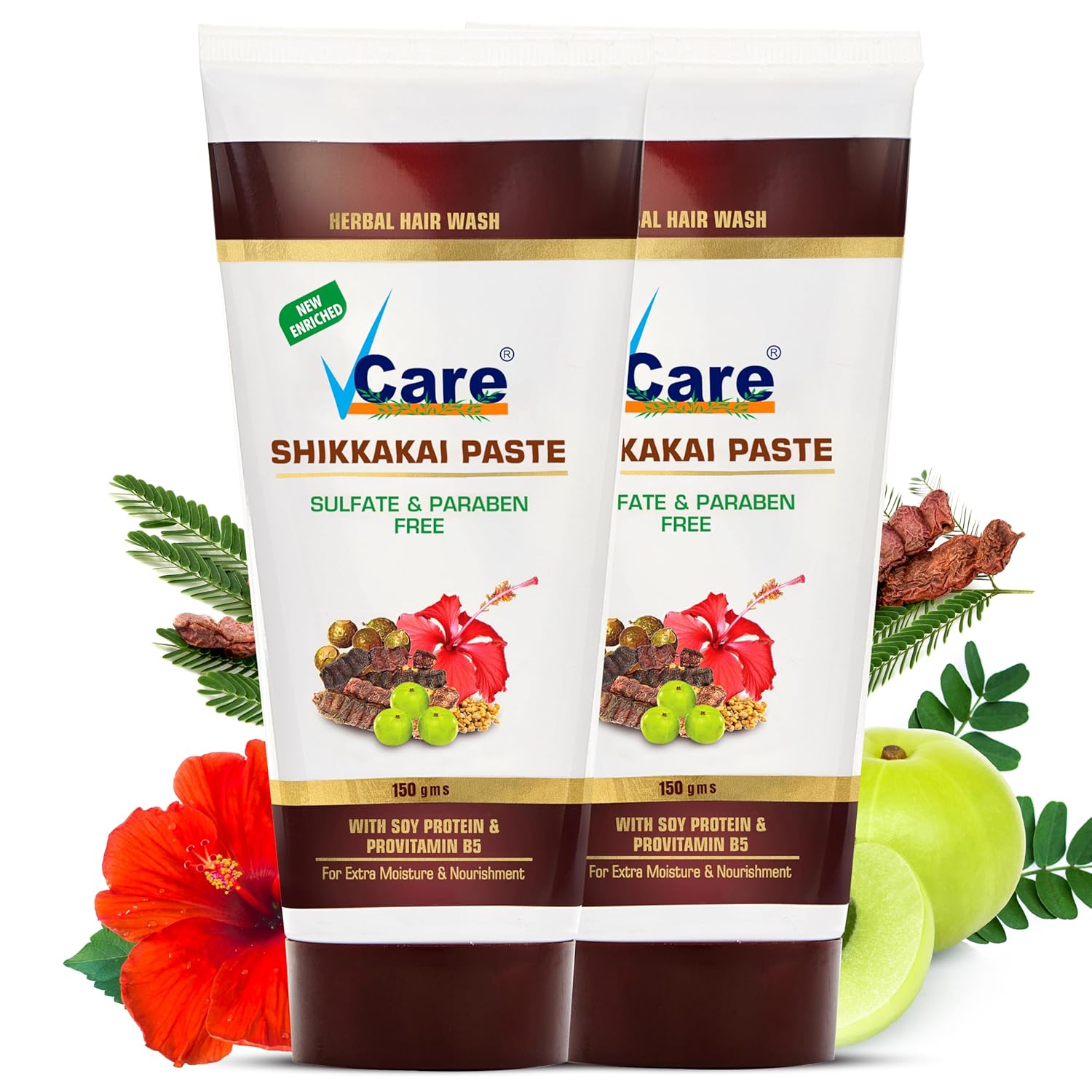 Shikkakai Paste - Sulfate & Paraben Free - For Extra Moisture & Nourishment - 150g Pack of 2