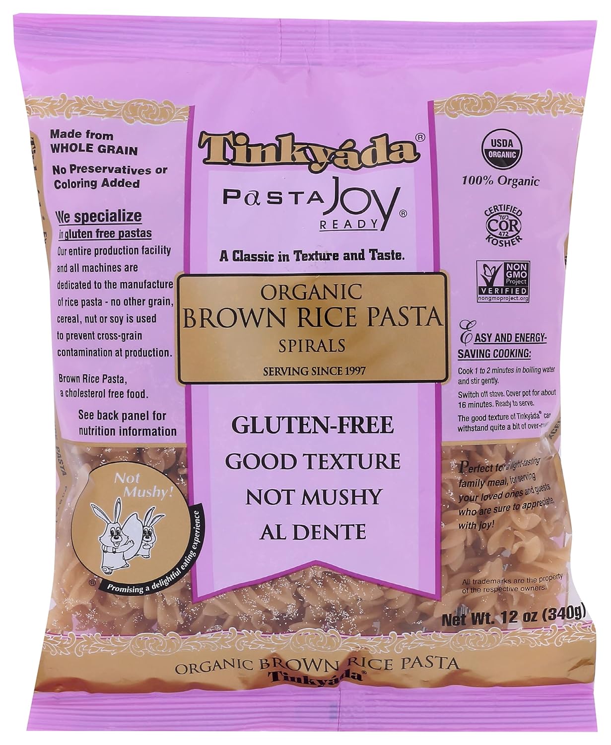 Tinkyada Organic Brown Rice Pasta, Spirals, 12 Oz