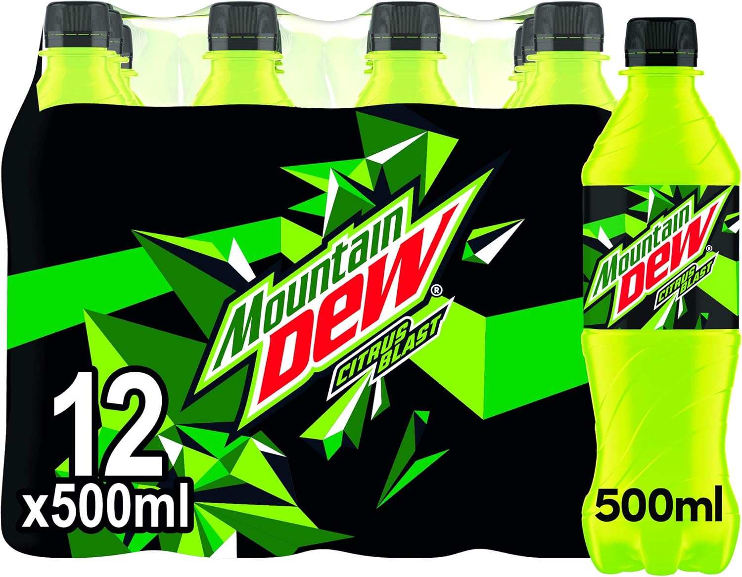 Mountain Dew, Blast Exhilarating Intensely Refreshing Bold Taste, 500 ml Bottles, Citrus (Pack of 12)