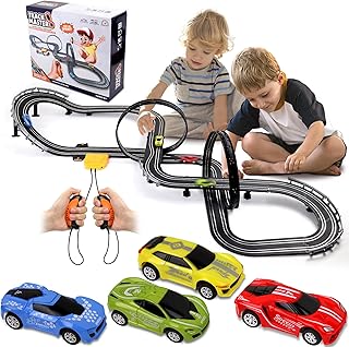 Slot Car Race Track Sets, 23 FT Powered or Electric Track with 4 Slot Cars, Dual Racing Race Track Set Features a Loop, Turns, Straightaways and a Crossover,Toys & Gifts for Boys Age 4-12