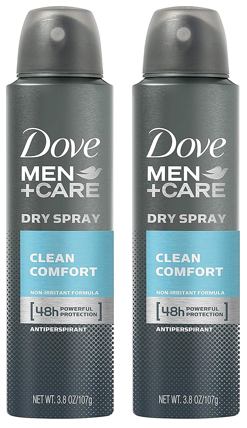 Dove Men + Care Dry Spray antitranspirante, Clean Comfort 3,8 oz (2 Pack)