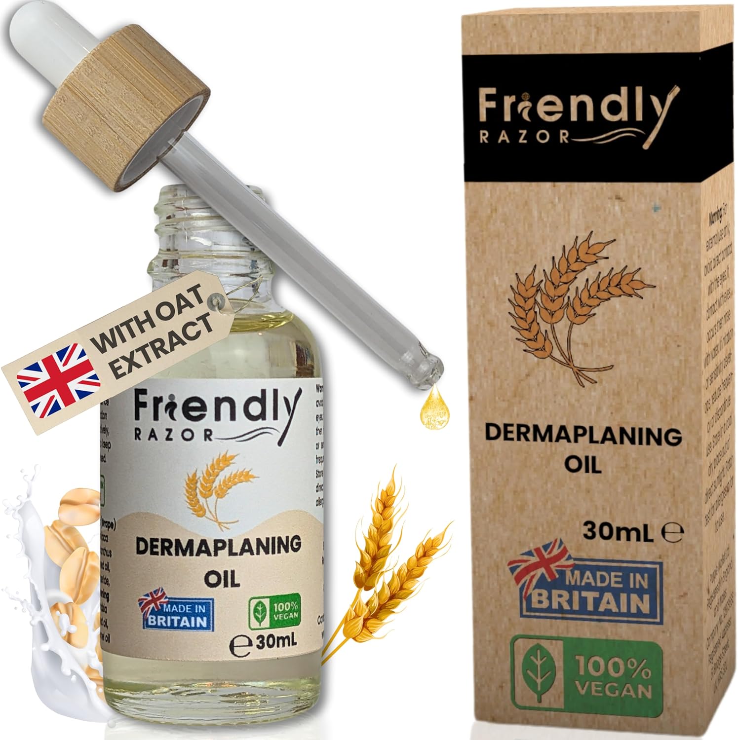 Dermaplaning Oil with Oatmeal, Primrose, Jojoba & Grapeseed Extracts | Pre & Post Shave Face Oil | Facial Oil for Women | Shave Oil for Smooth Skin | 30ml Bottle