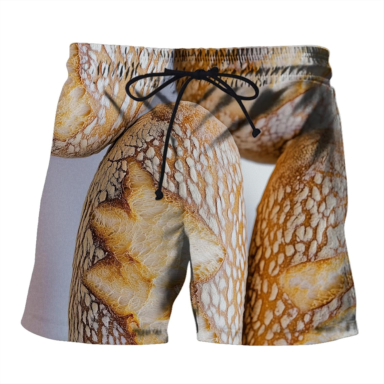 Funny Bread Lover Shorts with Golden Baguette Texture for Food Fans in Artistic Casual Style