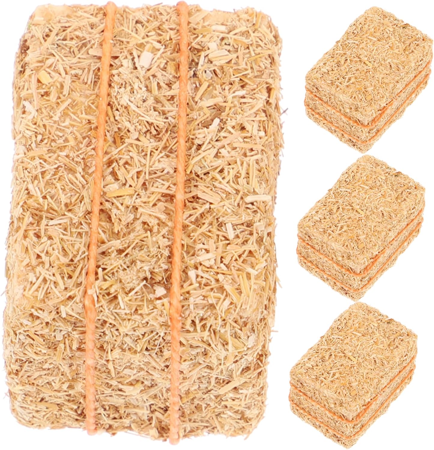 CHICAMPERA 4pcs Mini Hay Bale Models for Crafts Faux Hayrick Ornament for Dollhouse Decoration Farmhouse Scene Layout Autumn Atmosphere Straw Material