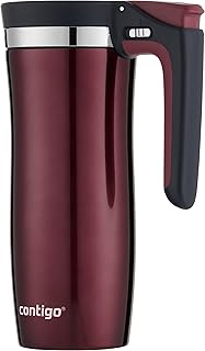 Contigo Handled AUTOSEAL Stainless Steel Travel Mug with Easy-Clean Lid, 16oz., Spiced Wine