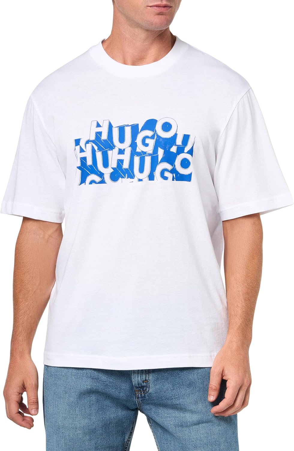 HUGO Men's Repeat Badge Logo Crewneck T-Shirt