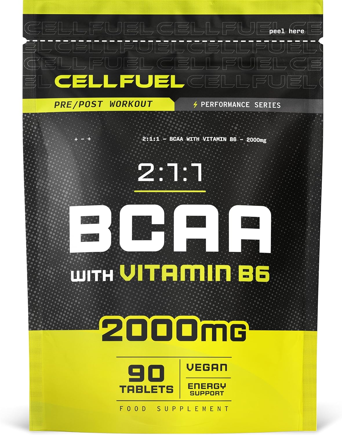 BCAA Tablets | 2000mg BCAAs per Serving | 90 Vegan Tablets | Essential Amino Acid Supplement with Vitamin B6 | Pre and Post Workout Supplement | by CELLFUEL