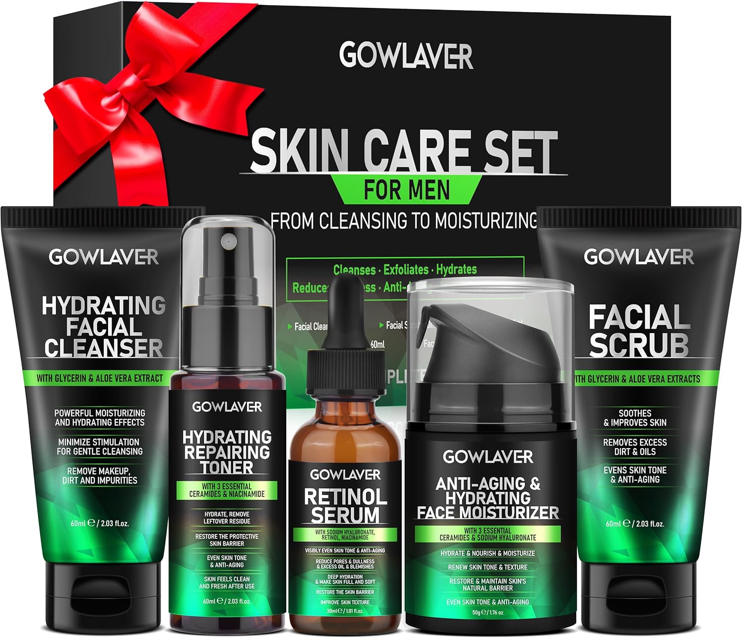 Gifts for Men,Skin Care for Men,Hydrating & Moisturizing Face Care Routine for Mens All Skin Types,Birthday Fathers Gifts Valentines for Him Dad Boyfriend Husband Christmas Stocking Stuffers