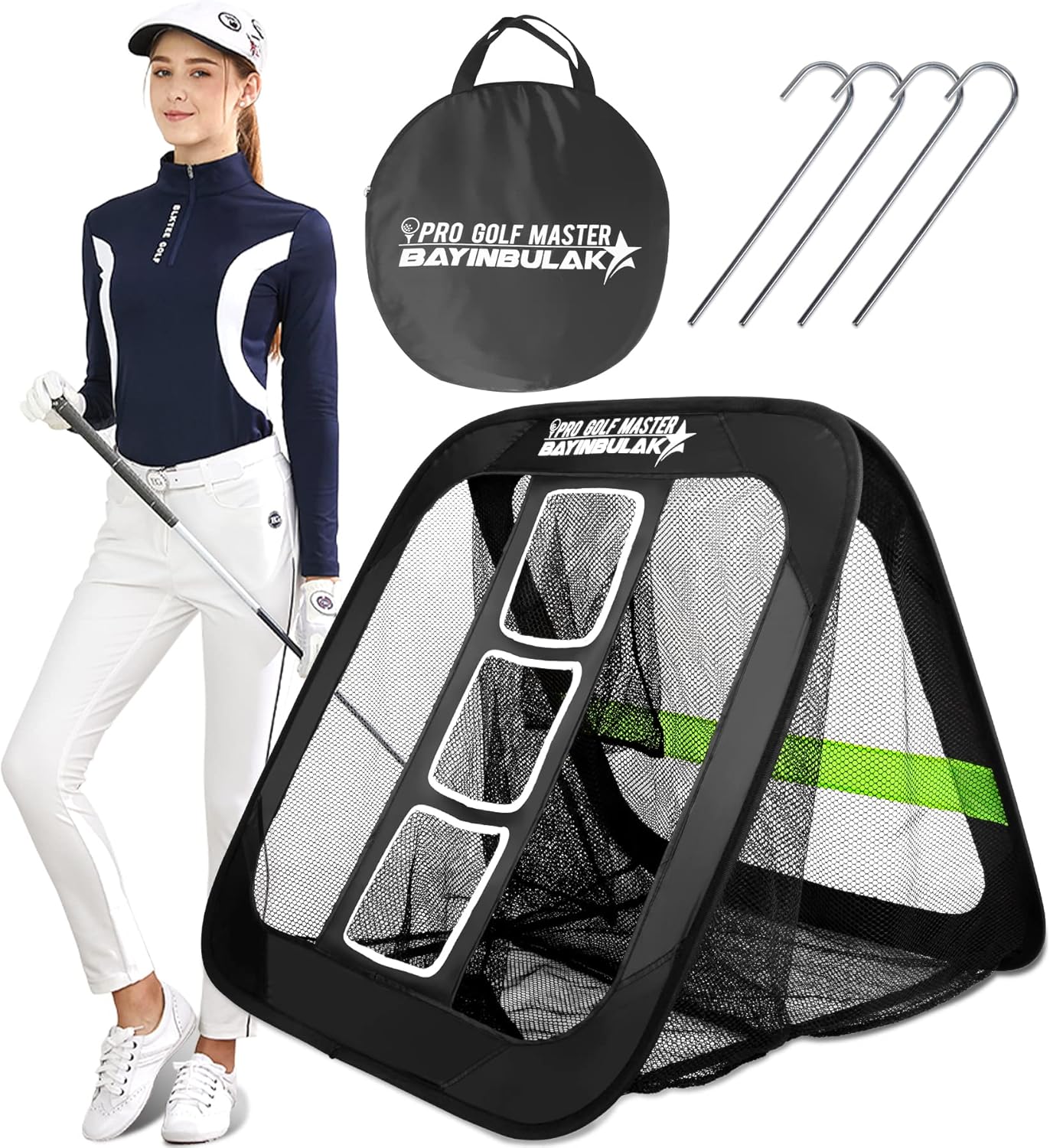 BAYINBULAK Golf Chipping Practice Net - Men Women Gift- Backyard Driving Practice Artifact- Golf Swing Training Aid