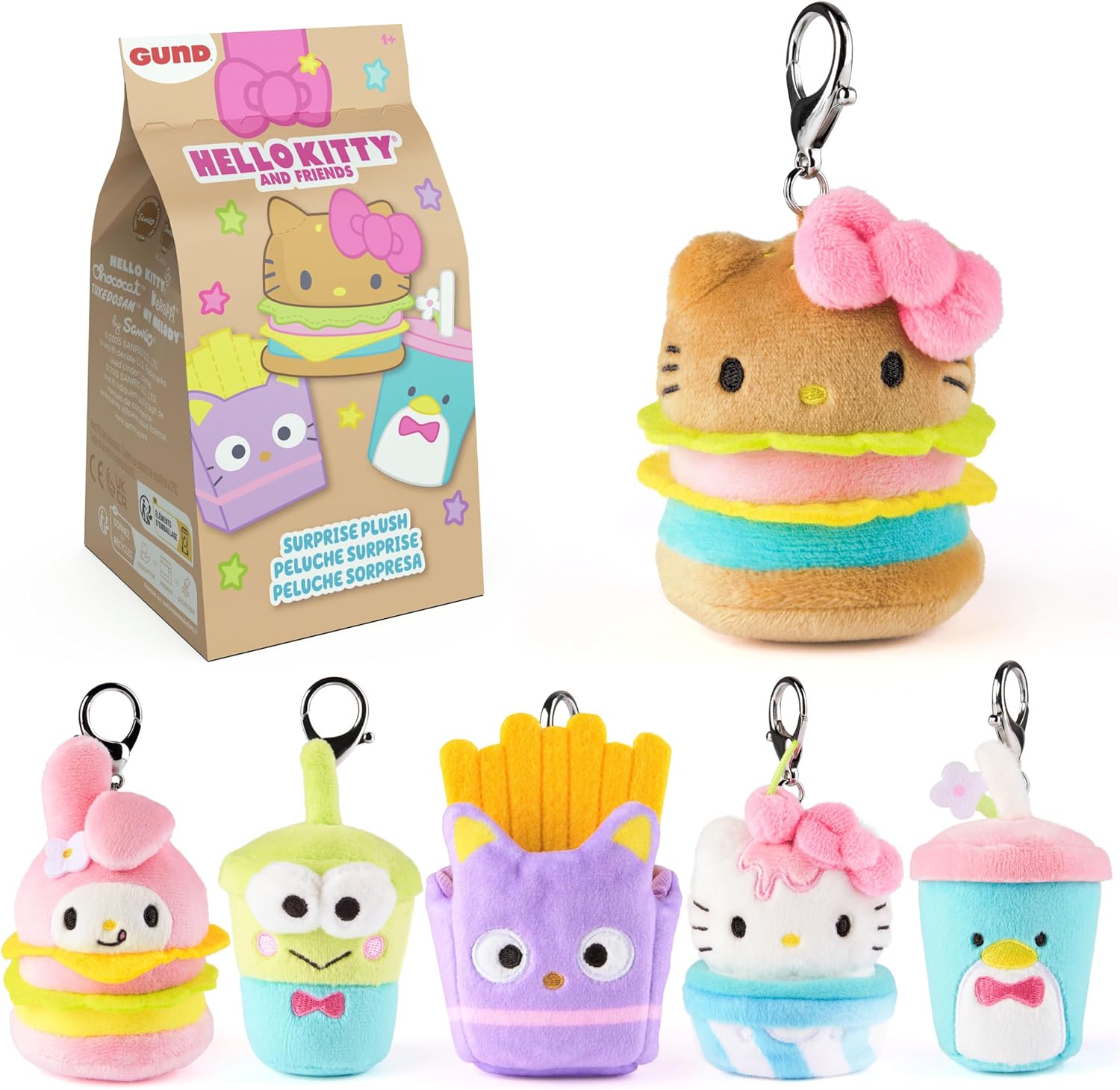 GUND Sanrio Hello Kitty and Friends Fast Food Surprise Plush Toy, Mystery Unboxing Stuffed Toy from 1 Year Old, Multicoloured, 4 Inch (1 of 6 Styles)