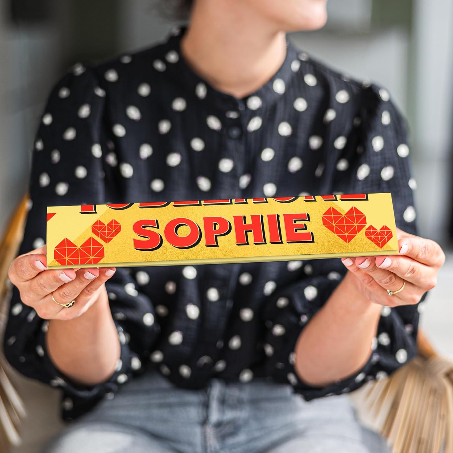 Personalised Toblerone bar with Name & Message - Personalise the Toblerone bar with the name of your choice, Milk chocolate with honey-almond nougat (360 Grams - Love)