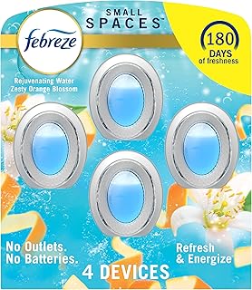 Febreze Small Spaces Air Freshener Refresh & Energize, 0.25 fl. oz., Pack of 4