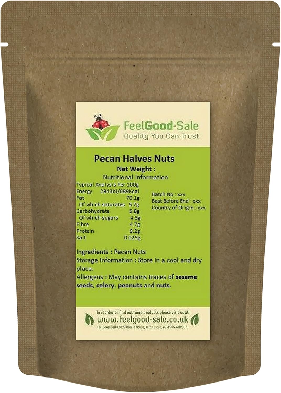 1kg USA Pecan Nuts Halves Fresh and Raw