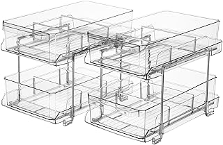 ClearSpace Under Sink Organizer with Dividers – Perfect as Kitchen Cabinet Organizer or Bathroom Organization – Medicine Cabinet Organizer and Slide-Out Storage with handles for Home and Bath – 2 Pack