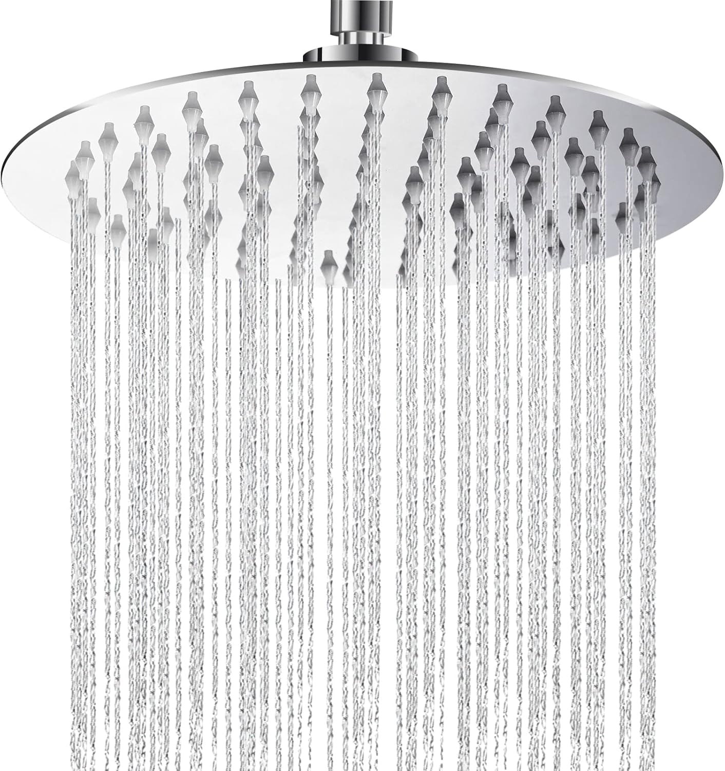 Yapwiki Rain Shower Head, 8 Inch High Pressure Rainfall Shower Head, 304 Stainless Steel Round Waterfall Shower Heads, Ultra-Thin Chrome Fixed Showerhead G1/2" Universal for Bath Ceiling Wall Mount