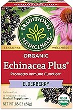Traditional Medicinals Tea, Organic Echinacea Plus Elderberry, Boosts the Immune System, 16 Tea Bags