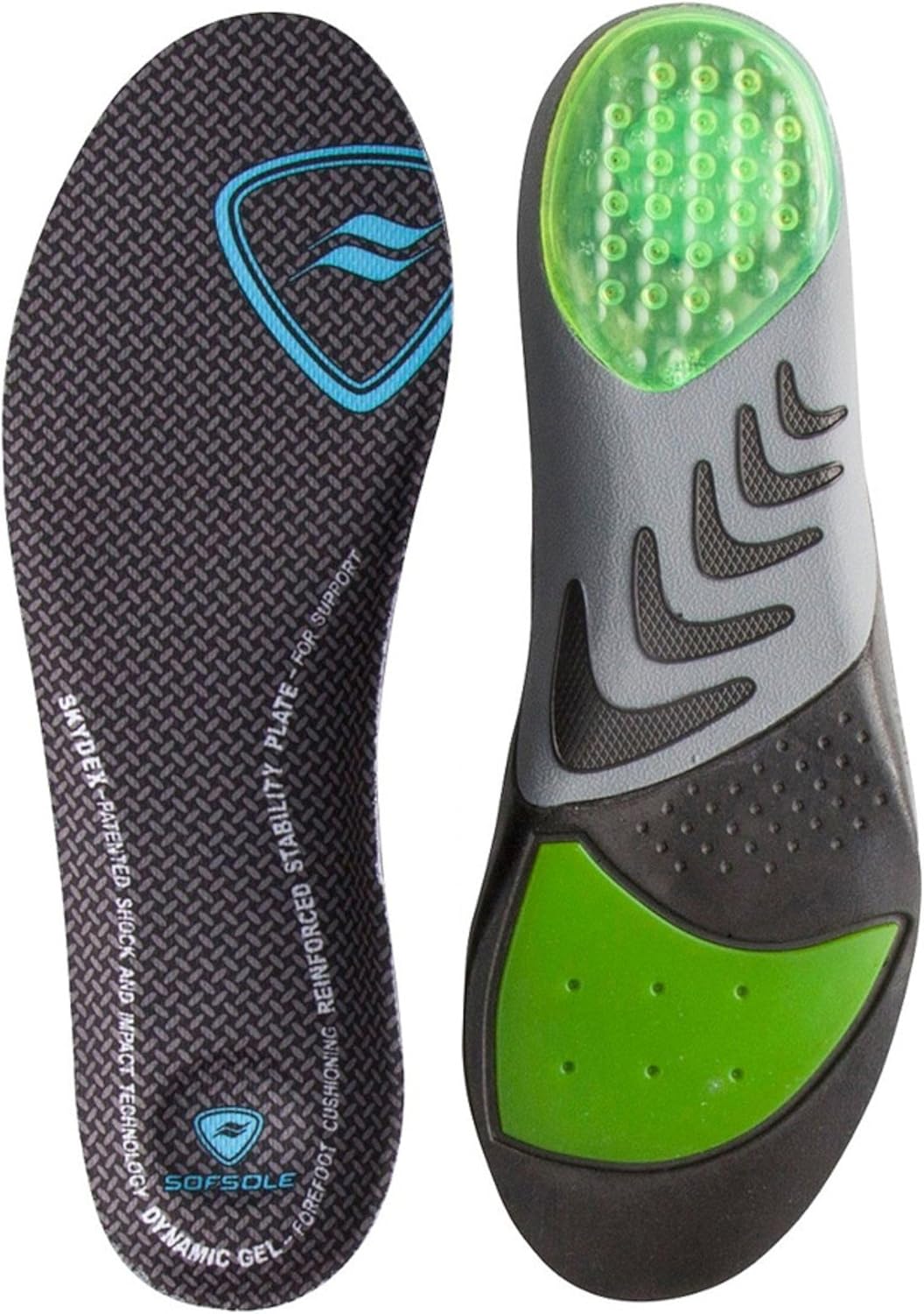 Sof Sole Airr Orthotic Insole – Coolmax Moisture-Wicking Cover, SKYDEX Air Capsules, Gel Forefoot Cushioning, Reinforced Nylon Plate for Stability and Support- UK Size 11-12