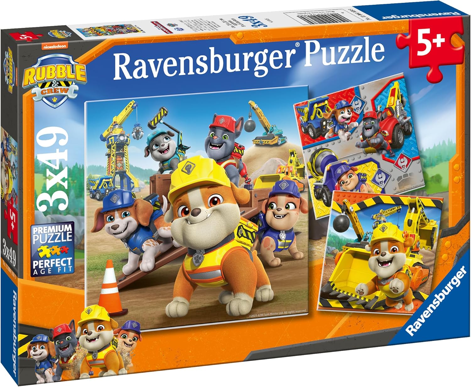 Ravensburger Paw Patrol Rubble & Crew Toys and Gifts - 3x 49 Piece Jigsaw Puzzles for Kids Age 5 Years +