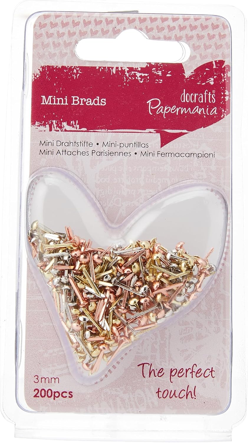 docrafts,PMA 3741104 Mini Brads Metallic, Assorted Gloss (Pack of 200)
