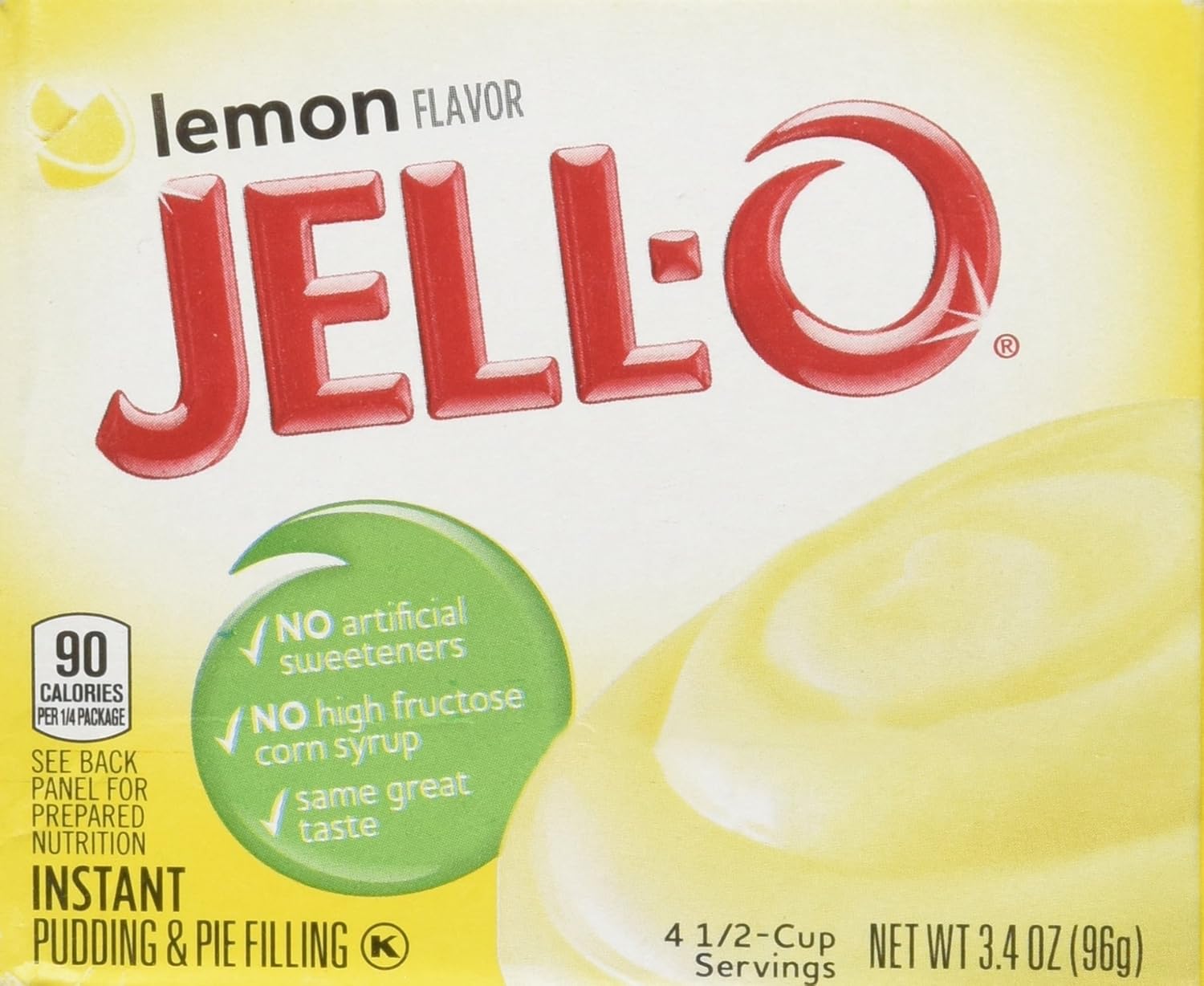 Jell-O Lemon Flavor Instant Pudding & Pie Filling, 3.4 Oz (96G) 4Pack