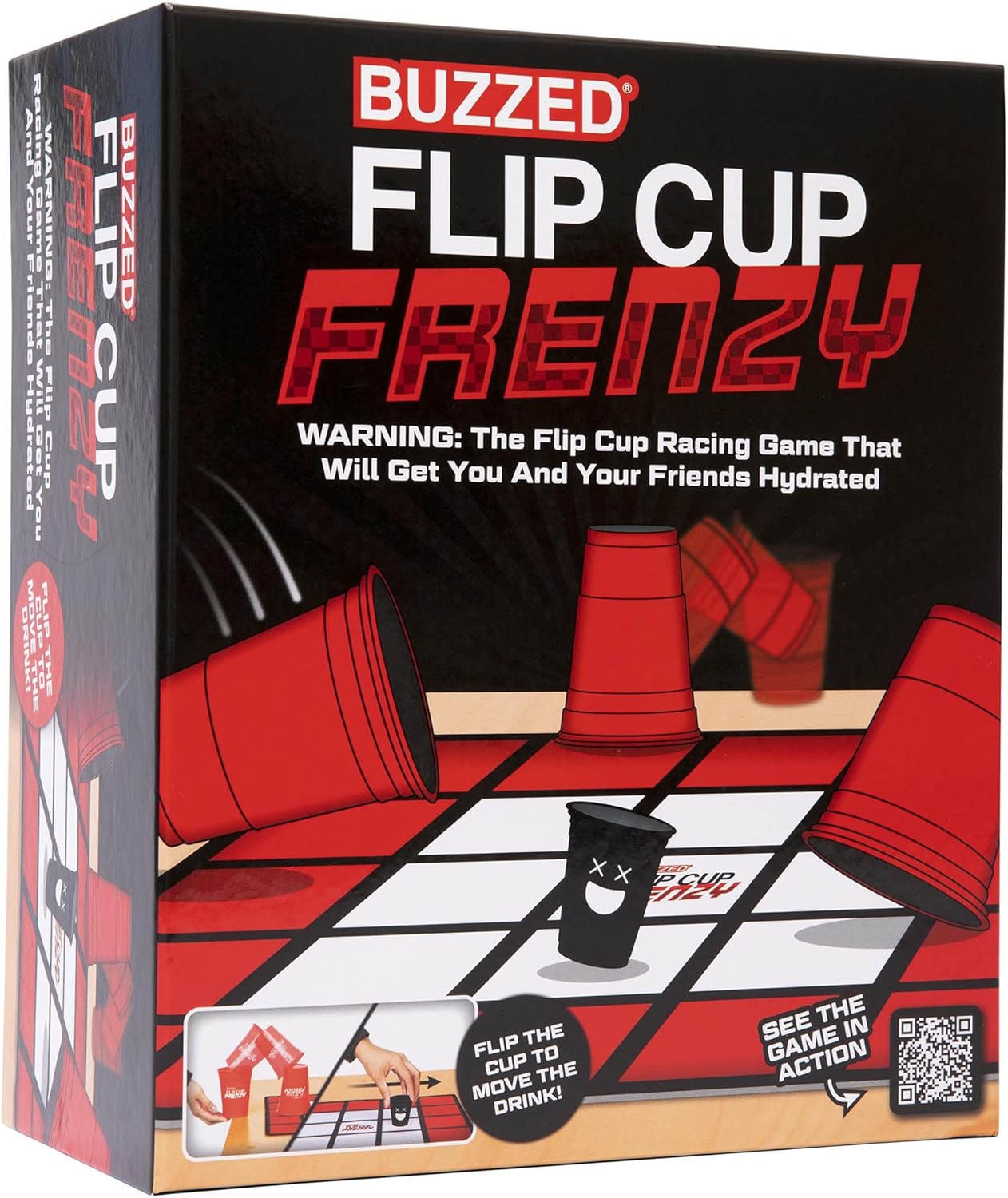 WHAT DO YOU MEME? Buzzed Flip Cup Frenzy Adult Drinking Game, Party Games for Adults, Includes 1 Game Mat, 8 Flip Cups, 1 Drink Cup, and Instructions