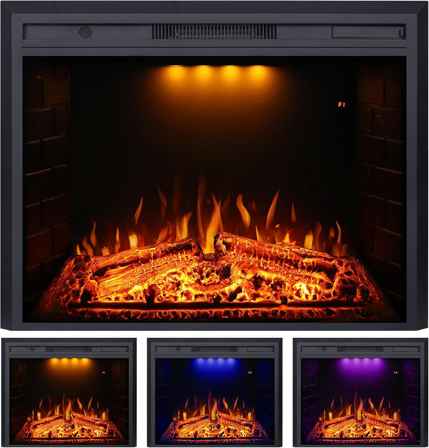 Valuxhome Electric Fireplace, 36 Inches Fireplace Insert with Overheating Protection, Fire Crackling Sound, Remote Control, 750/1500W, Black