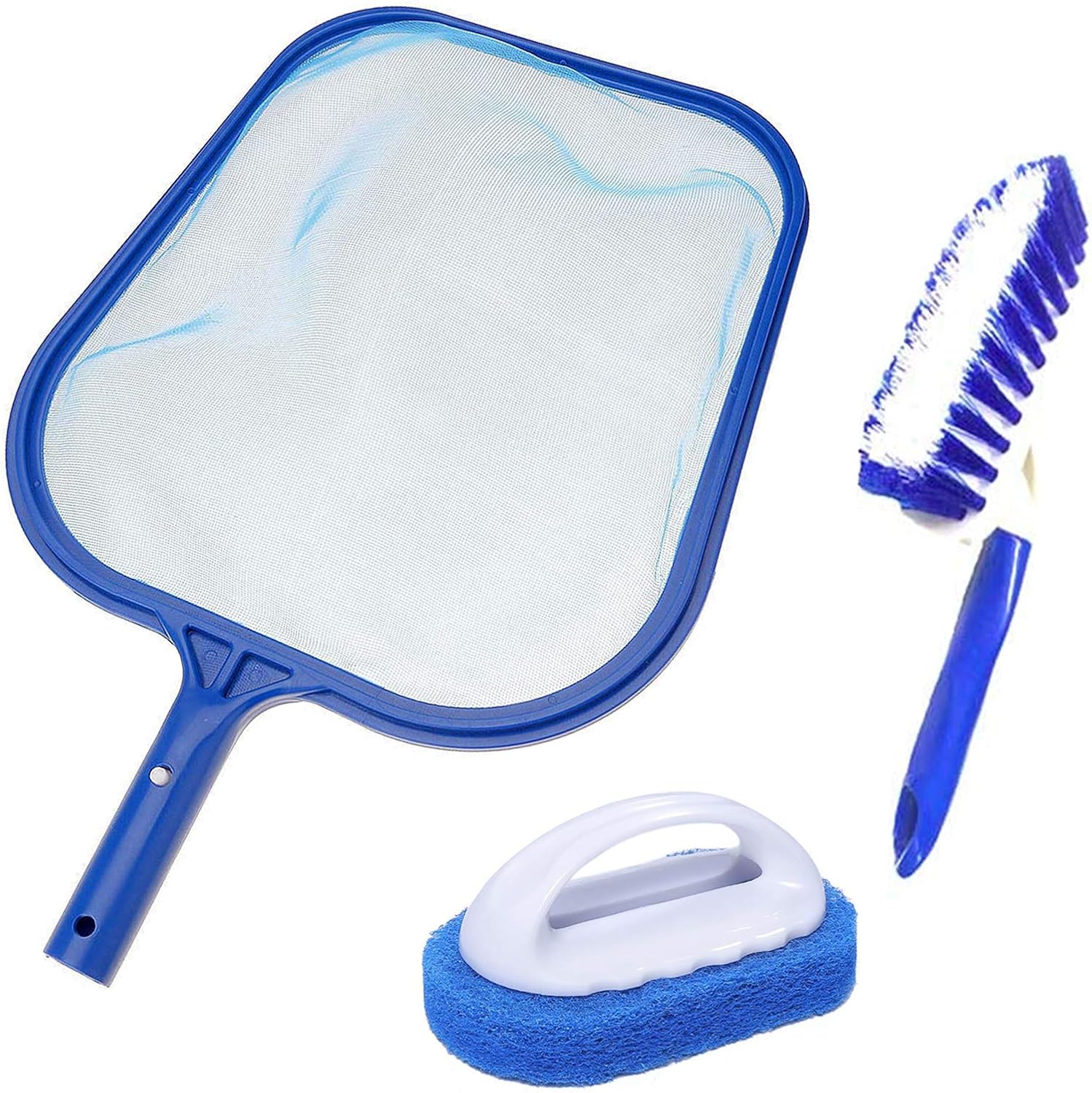 Hot Tub Cleaning Kit Accessories, Pool Skimmer Leaf Net Fine Mesh Net, Scrubbing Brush and Sponge Brush for Cleaning Spas, Hot Tubs, Fountains